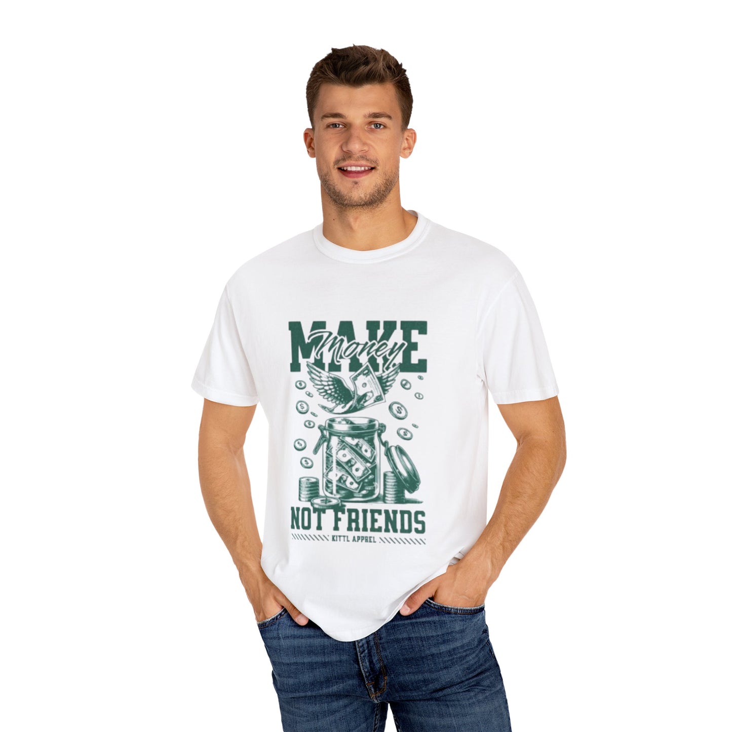 Unisex Garment-Dyed T-Shirt - 'Make Money Not Friends'