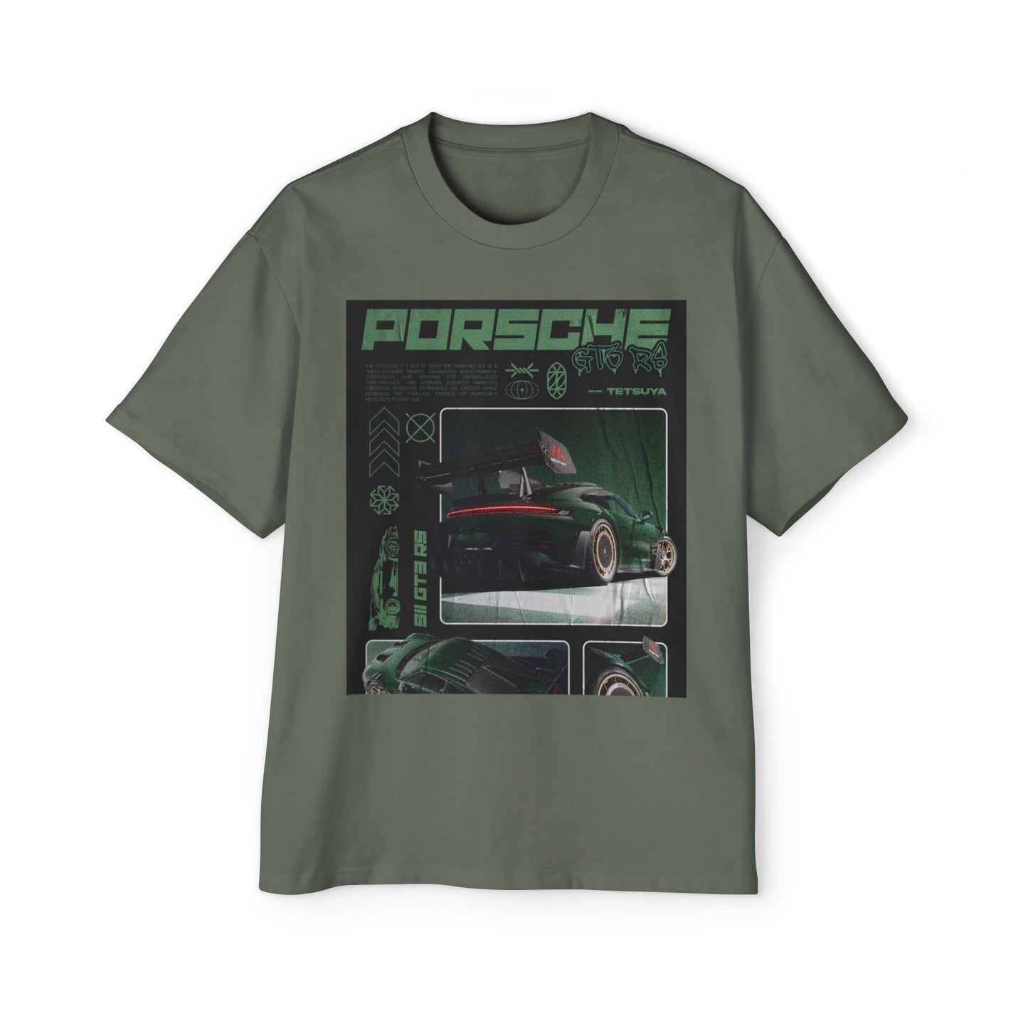 Men's Heavy Oversized Porsche Tee - Retro Car Enthusiast Design
