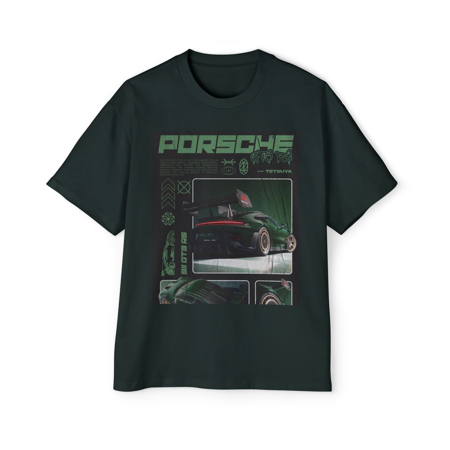Men's Heavy Oversized Porsche Tee - Retro Car Enthusiast Design